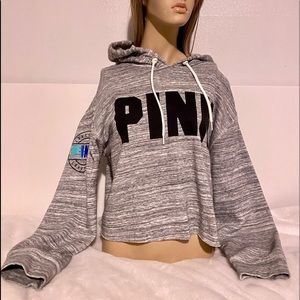 Gray cropped hoodie VS PINK